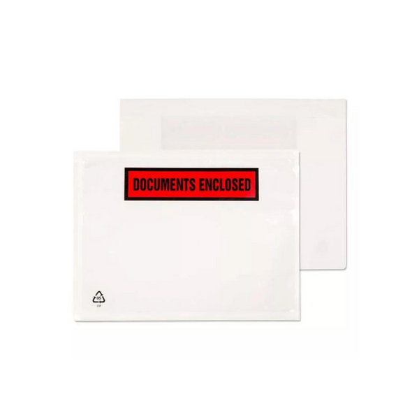 C5 Document Enclosed Wallet Printed Clear Peel and Seal 30mu 235 x 175mm, Pack of 1 PDE42