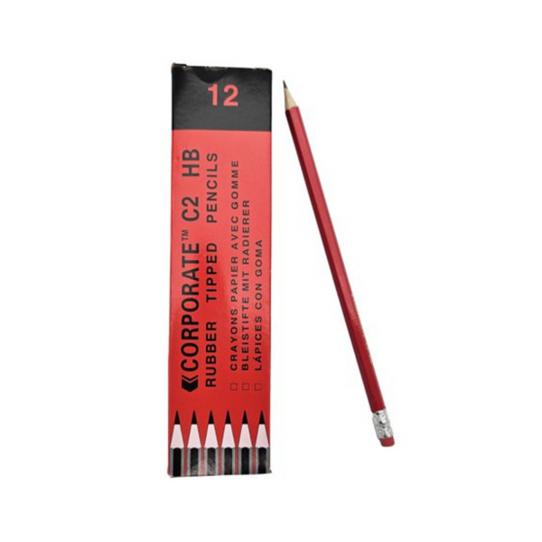 HB Pencil Rubber Tip Red Pack of 12
